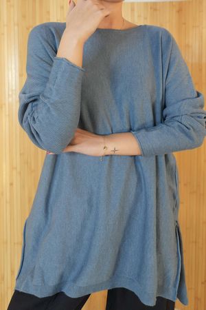 Winnie Ribby Stretch Longline Fine Knit Denim